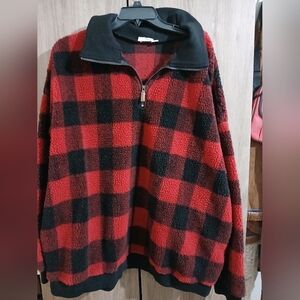 Red and Black Plaid Fleece Pullover